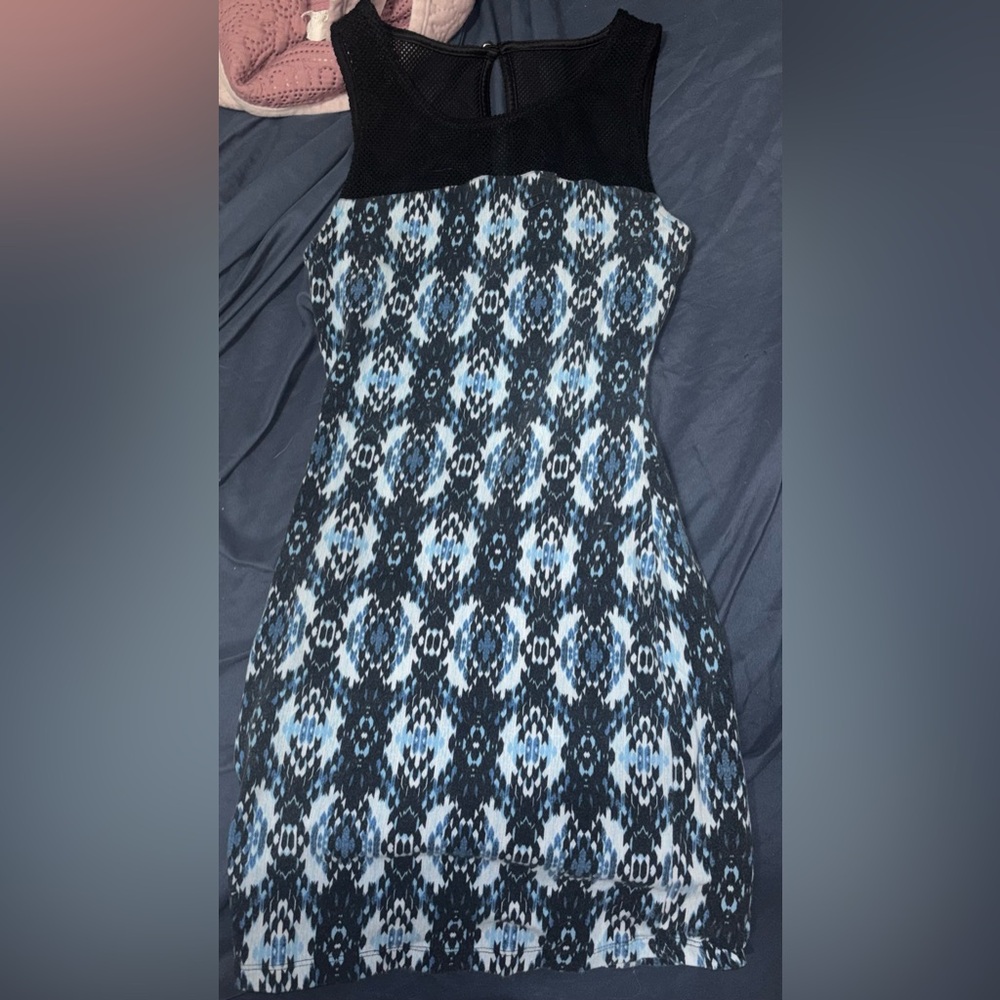 Mimi Chica Black and Blue Patterned Mini Dress